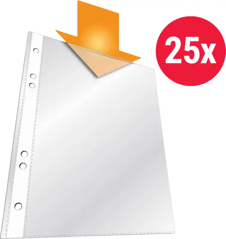DURABLE Business Prospekthüllen DIN A5 Genarbt Transparent 60 Mikron PP (Polypropylen) Oben 6 Löcher 2650 25 Stück