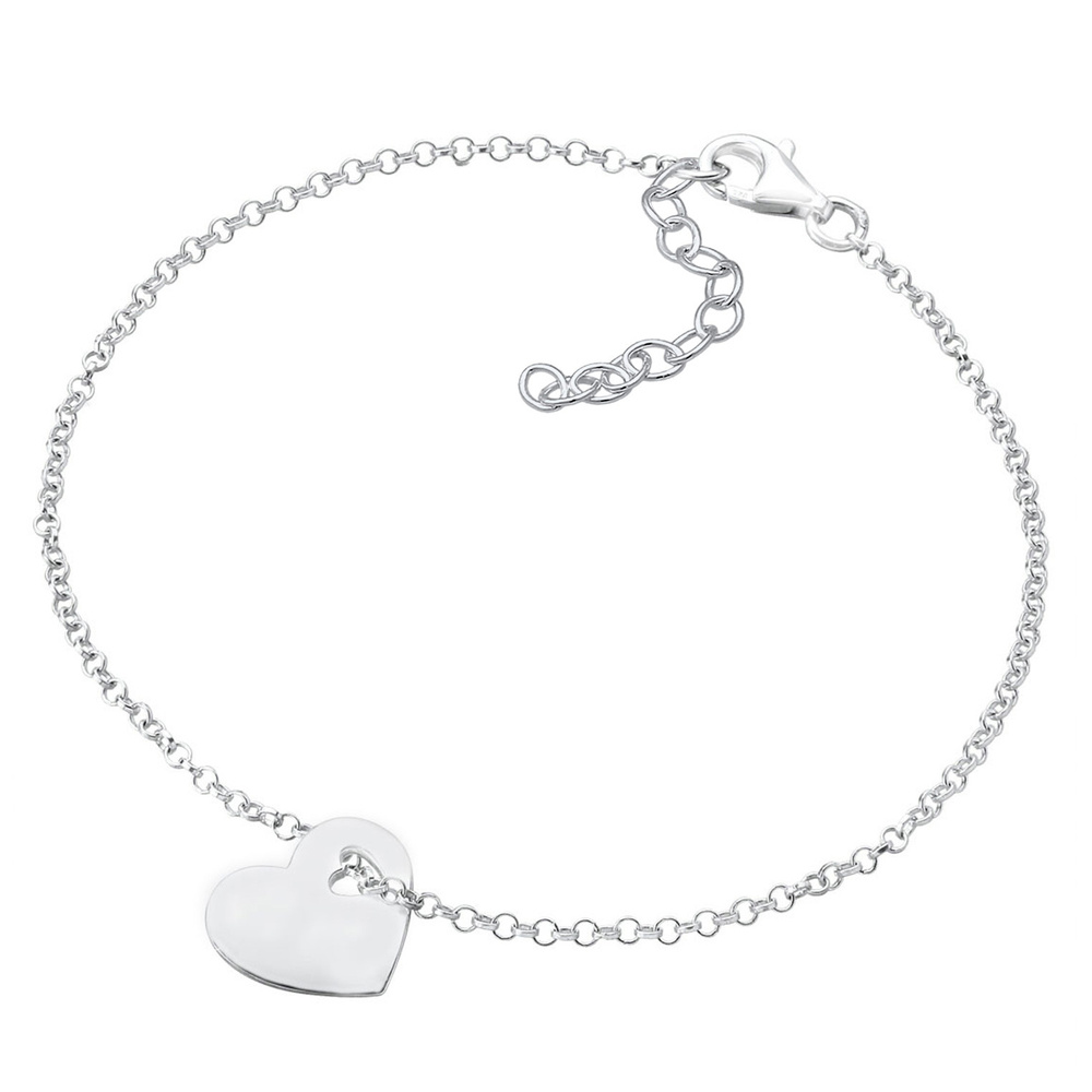 Elli Elli Bracelet Coeur Pendentif Bracelet Femme 925/1000 Argent Bracelet