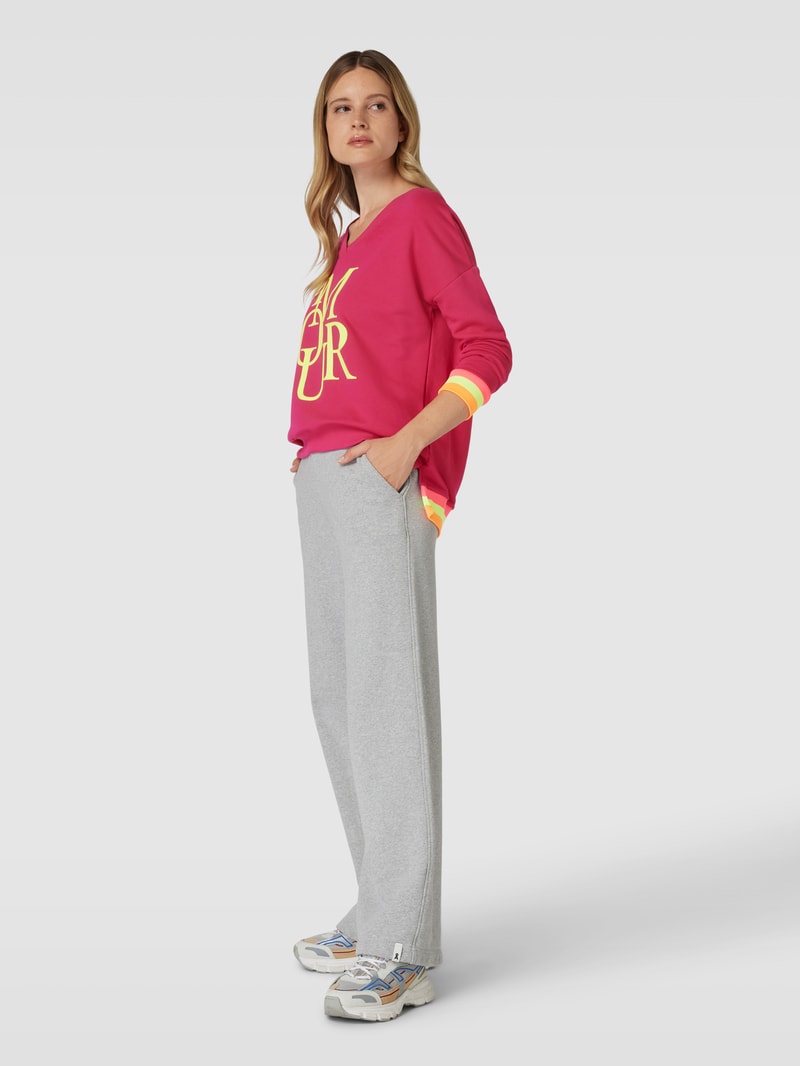 Sweatshirt mit Statement-Print in fuchsia