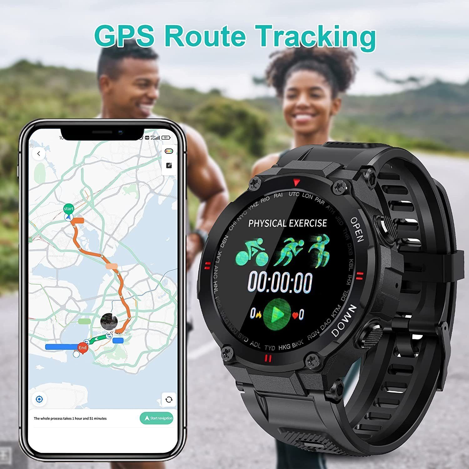 Mutoy Smartwatch, Fitness Tracker Uhr, Damen Herren Smartwatch (Fitnessuhr mit Telefonfunktion 1,28