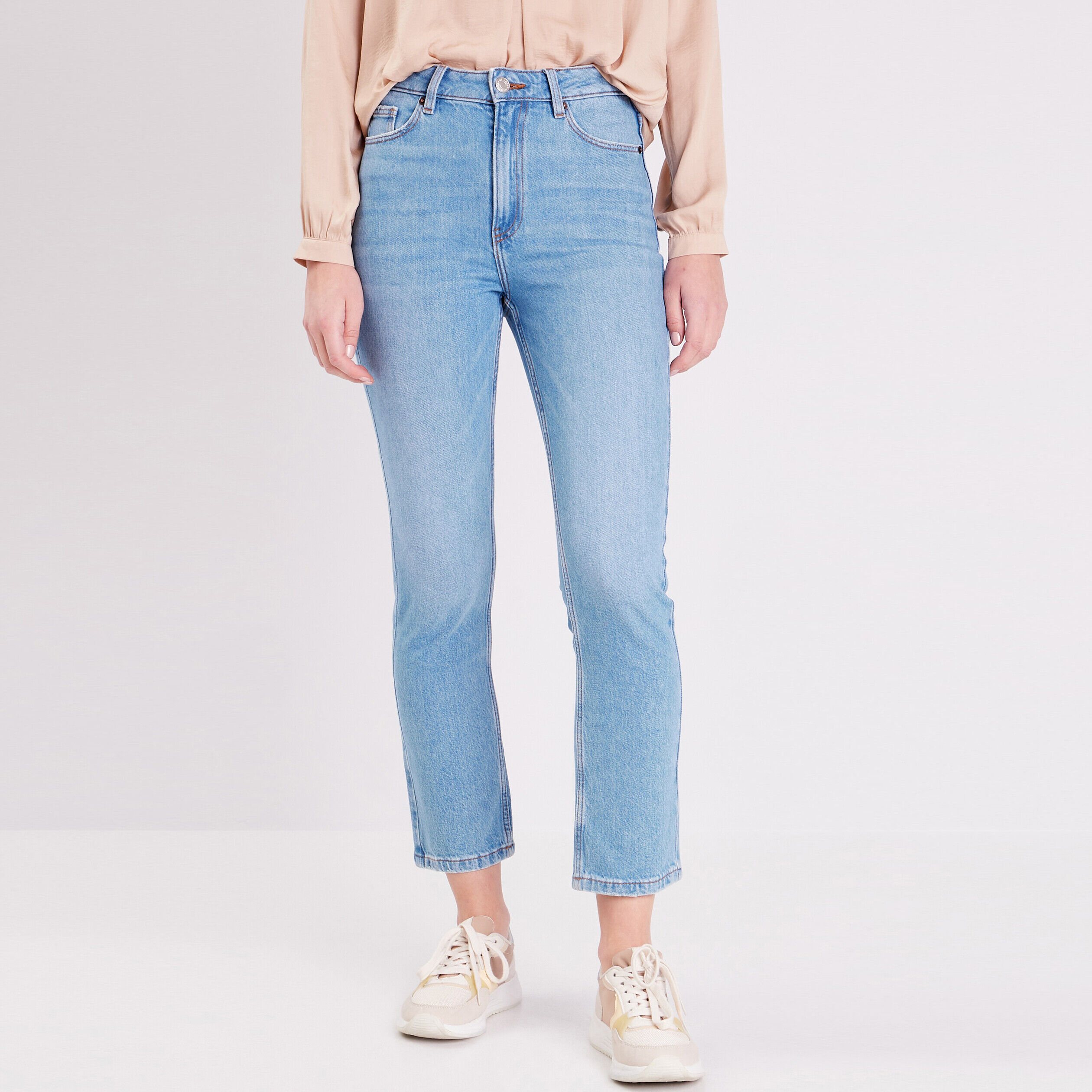 Jeans slim taille haute denim bleach femme | Cache Cache