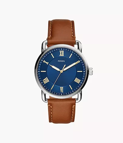 Fossil Herrenuhr Copeland Leder Braun