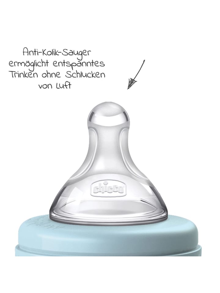 Chicco 3-tlg. Geschenkset PP-Flasche Perfect5 150 ml   Schnuller in blau günstig kaufen onesize