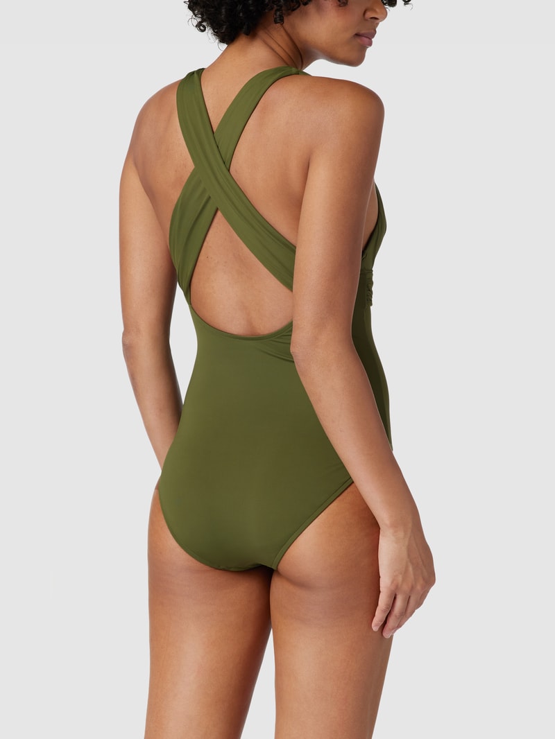 Badeanzug mit gekreuzten Trägern Modell 'Cross Back One Piece' in olivgrün