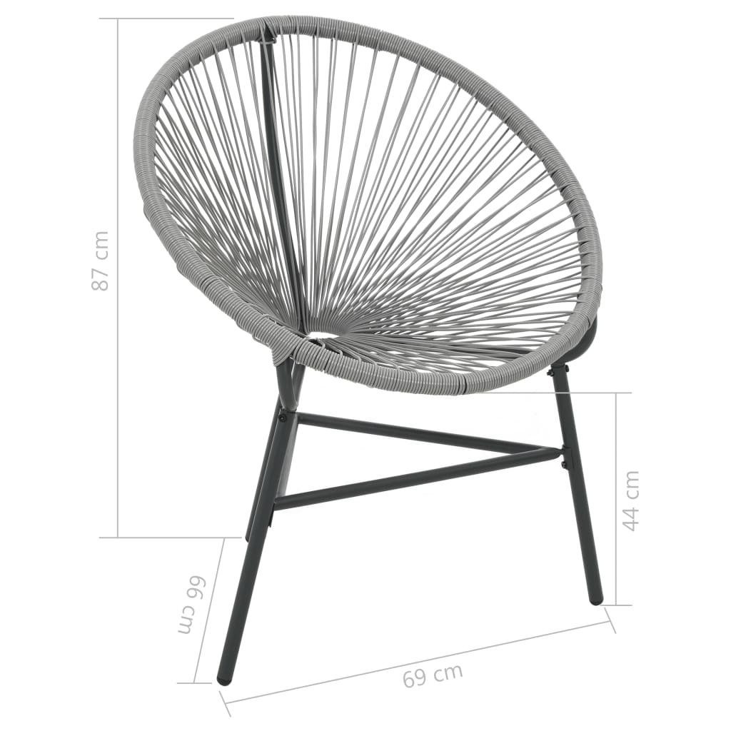 vidaXL Gartenstuhl Garten-Mond-Stuhl Poly Rattan Grau (1 St)