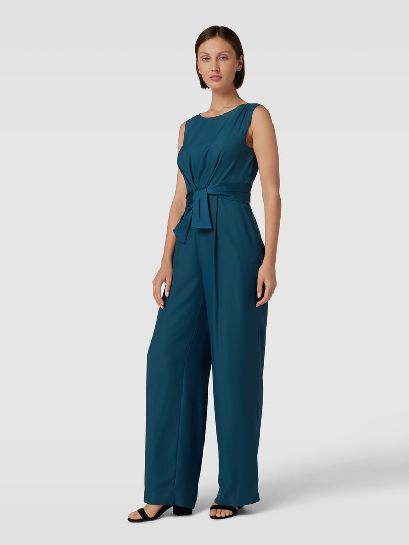 Jumpsuit mit Taillengürtel in bottle meliert
