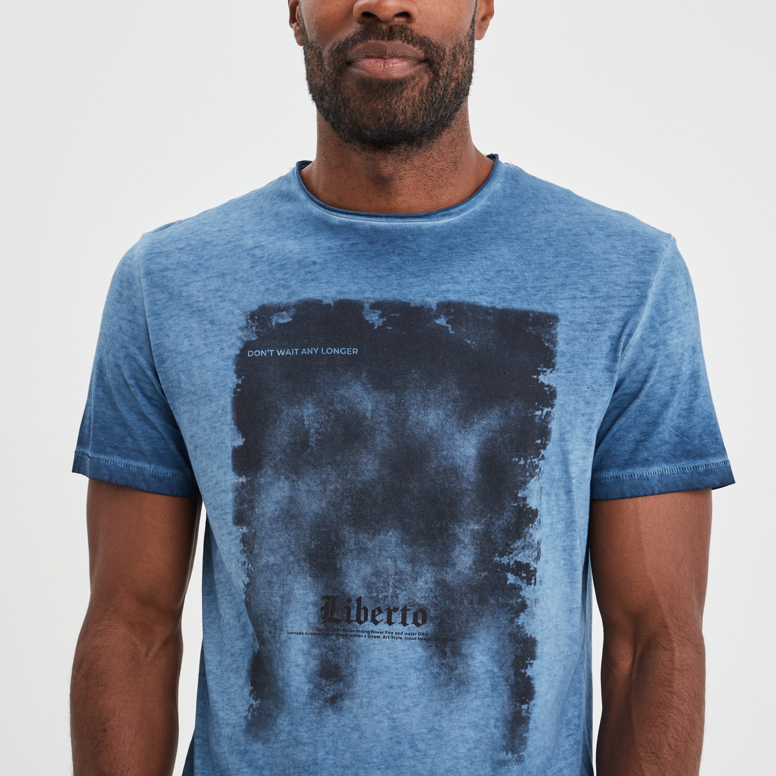 T-shirt manches courtes coton Liberto bleu marine homme | La Halle