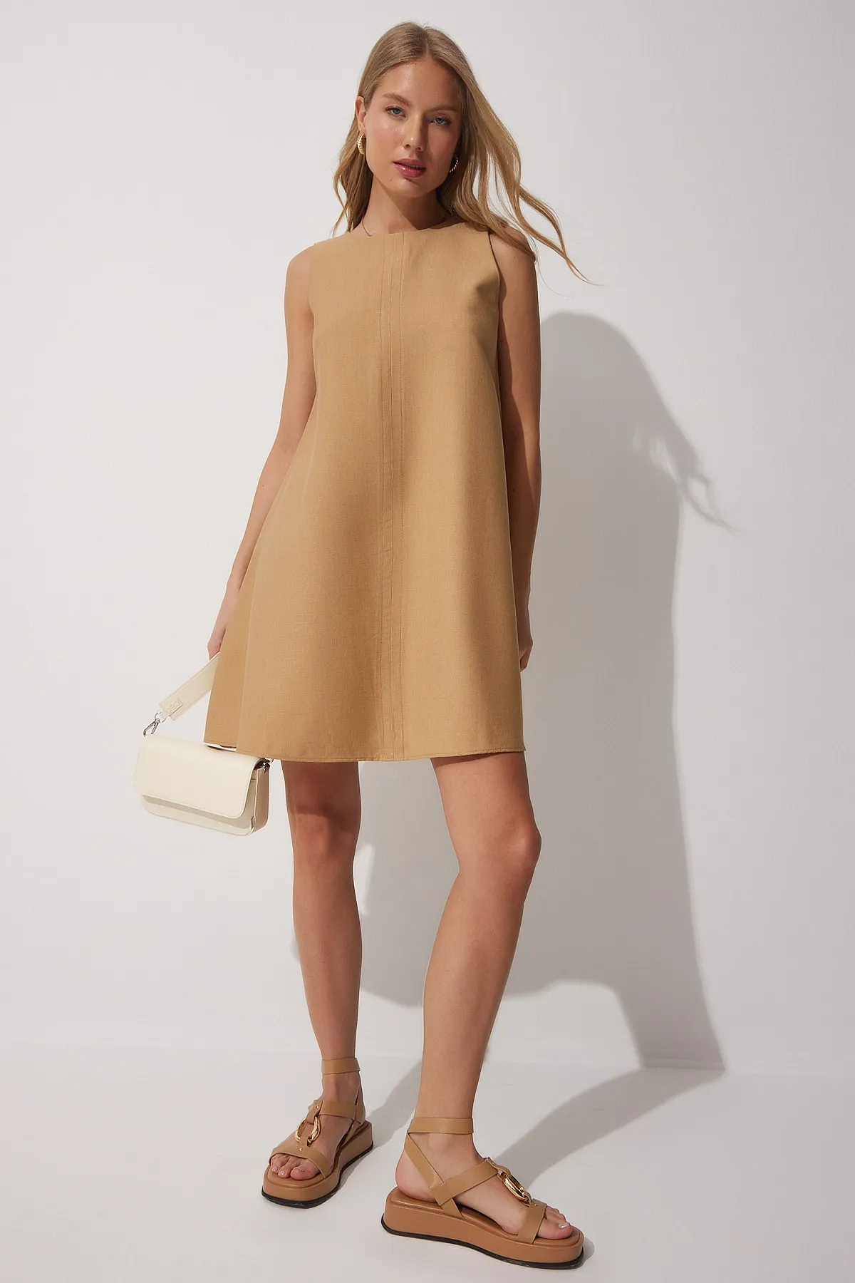 Happiness İstanbul  Biscuit Summer Woven Bell Dress BF00067 für Damen