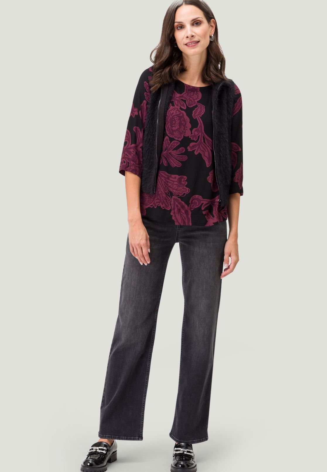Viskosebluse mit 3/4 Arm
