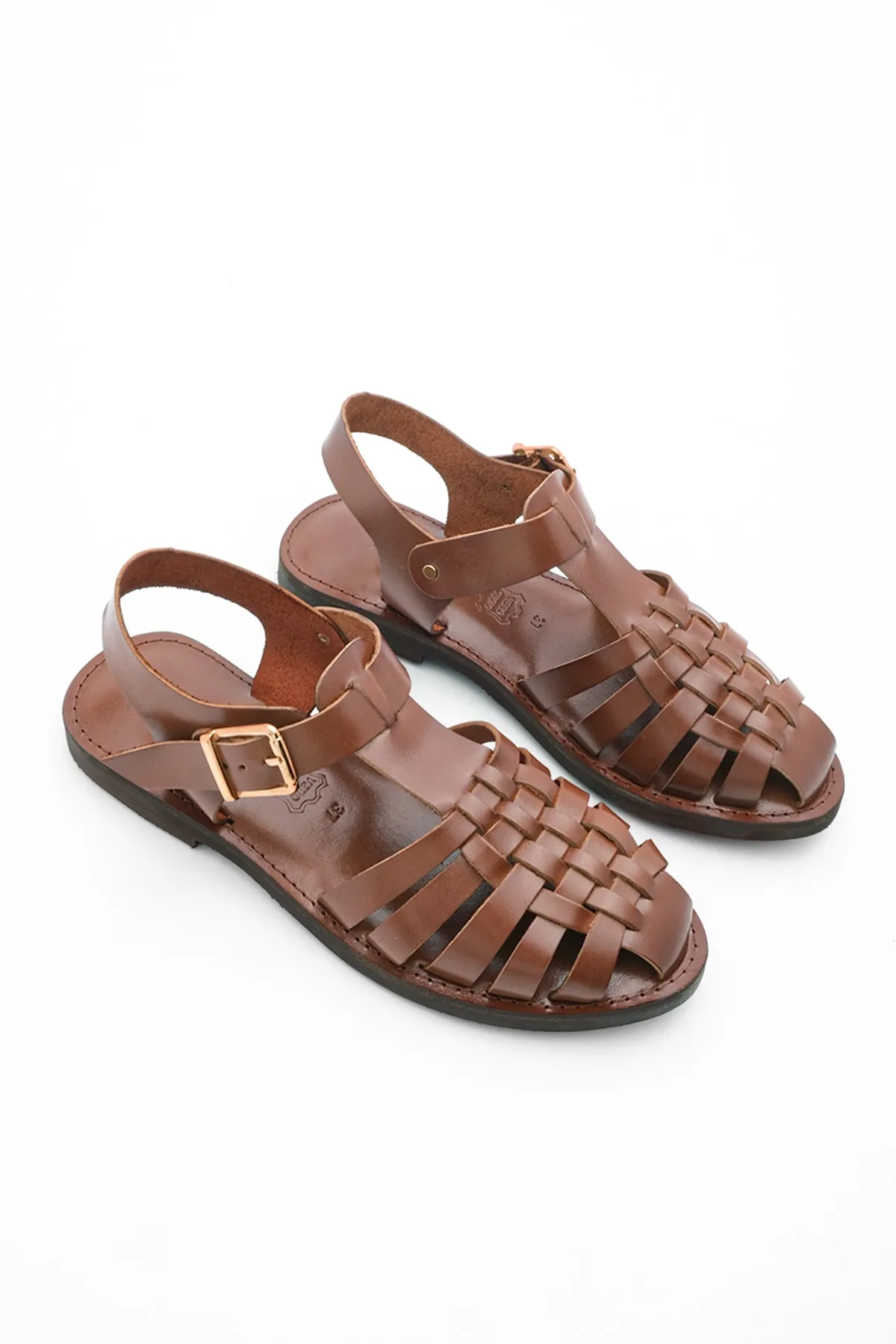 Marjin  Damen Sandalen Kesva Tan aus echtem Leder mit leichter Eva-Sohle