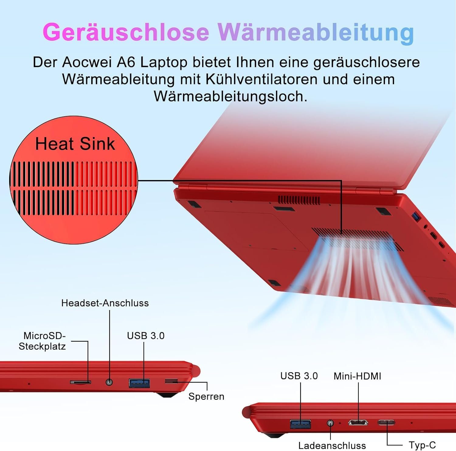 AOCWEI A6 Notebook (Intel Celeron N5095, UHD 600, 512 GB SSD, FHD 2,9 GHz Speicherplatz bieten beeindruckende Darstellung schnellen)