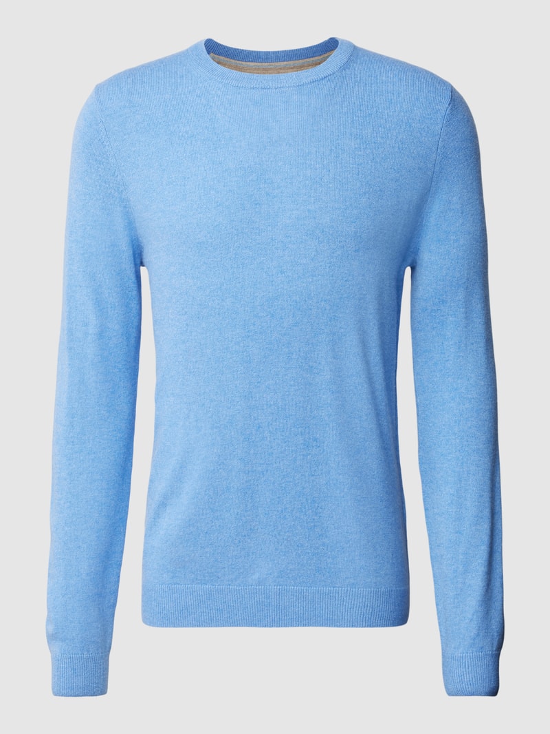 Strickpullover in melierter Optik in blau meliert