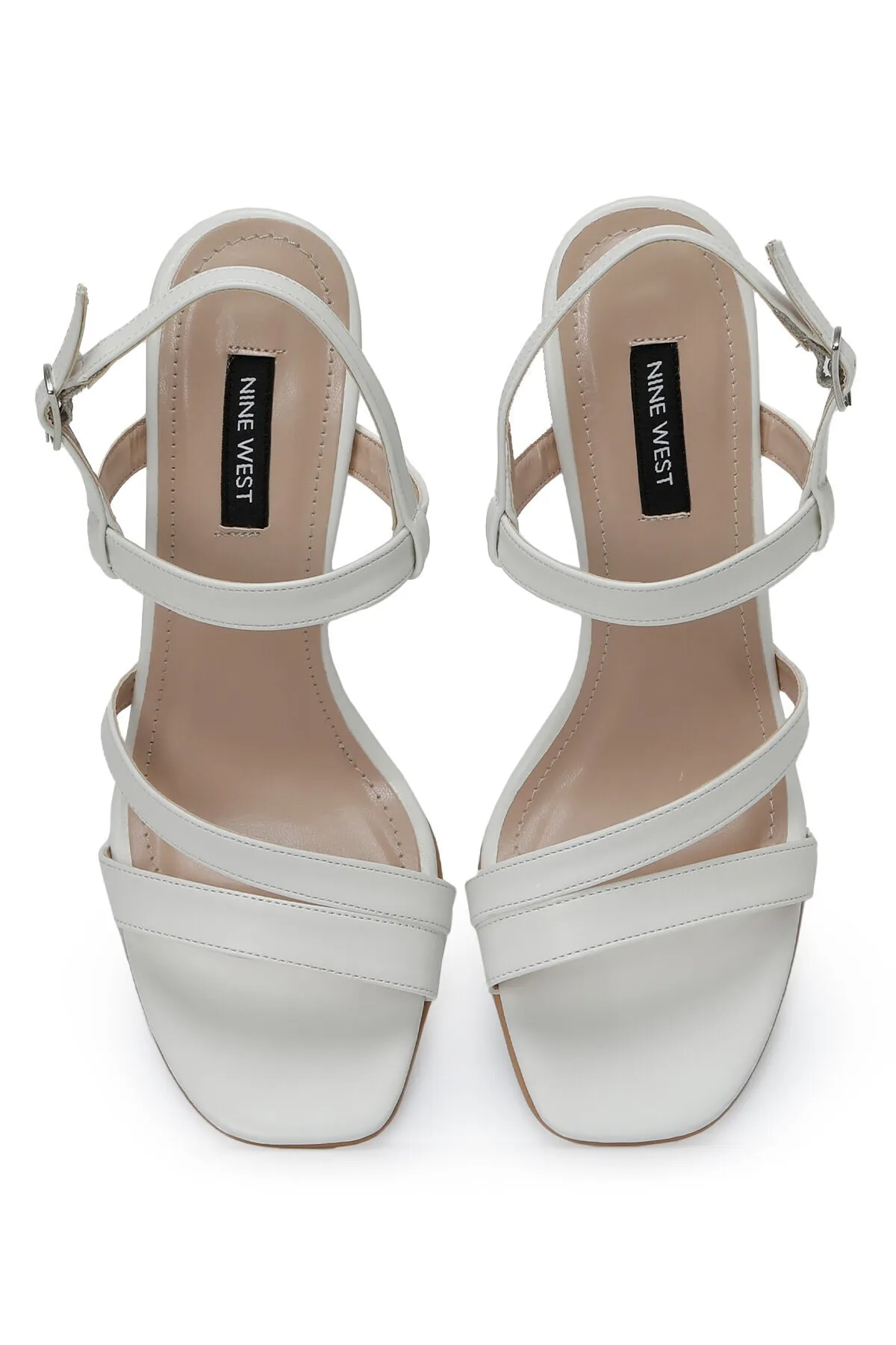 Nine West  MOEX 3FX Weiße Damen-Sandalen mit Keilabsatz