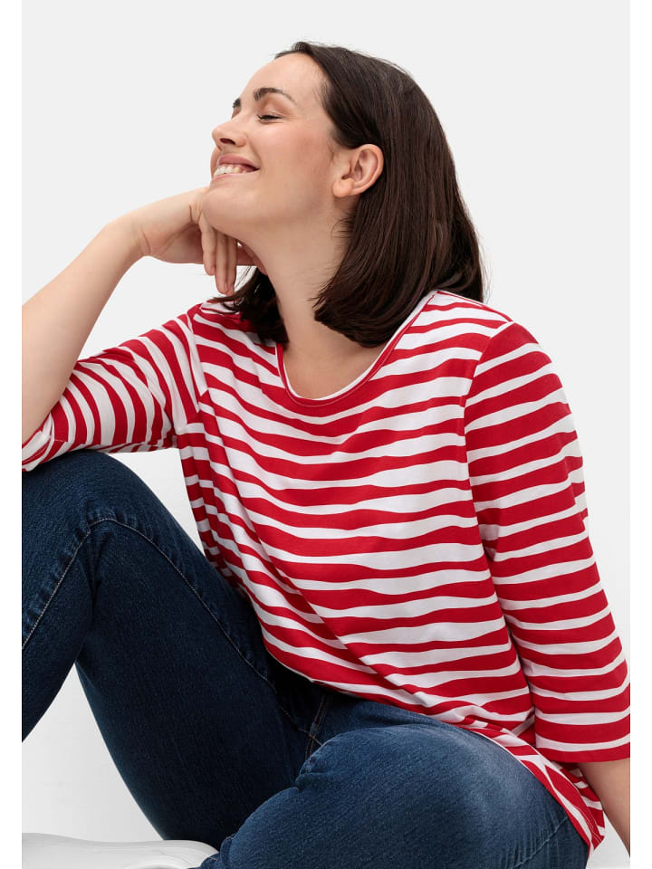 sheego Shirt in rot gestreift günstig kaufen