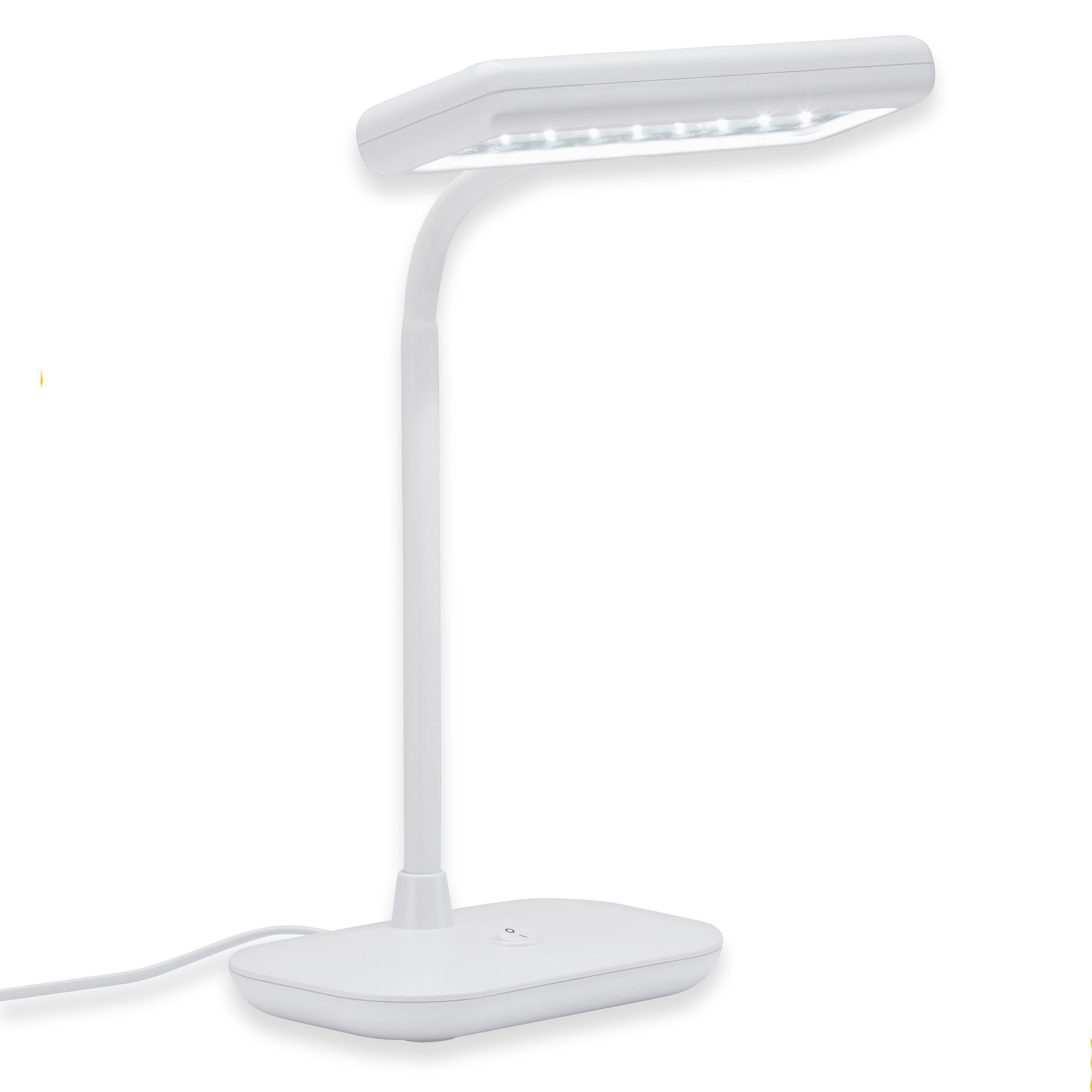 Briloner Leuchten LED Schreibtischlampe 7488-016, schwenkbar, An-/Ausschalter, LED fest verbaut, Kaltweiß, Tischlampe, 42x3,5cm, Weiß, 8W, Leselampe, Schreibtisch, Büro, Bett
