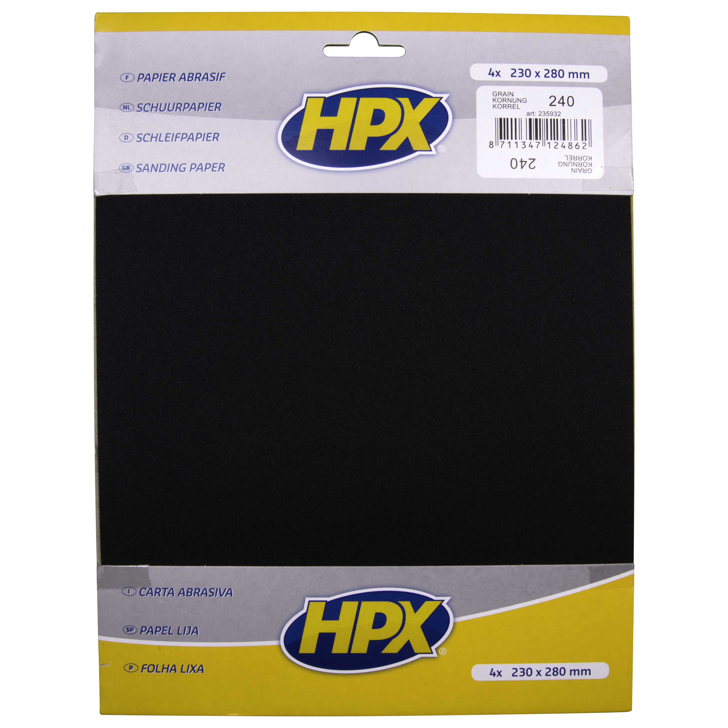 Nassschleifpapier von HPX, Körnung P240, 4 Stück - ATU