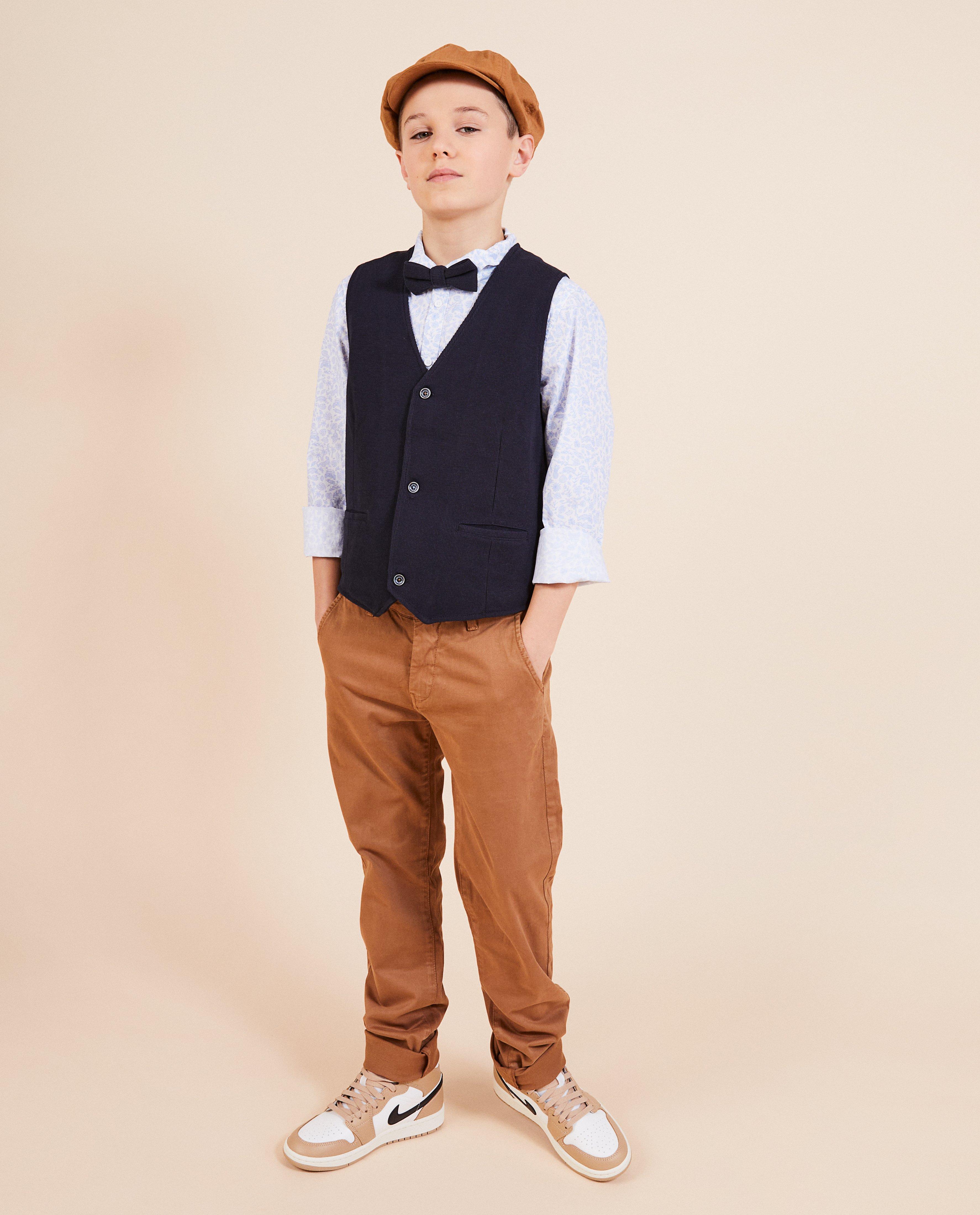 Vestă Kidz Nation cu model waffle, albastru închis festiv