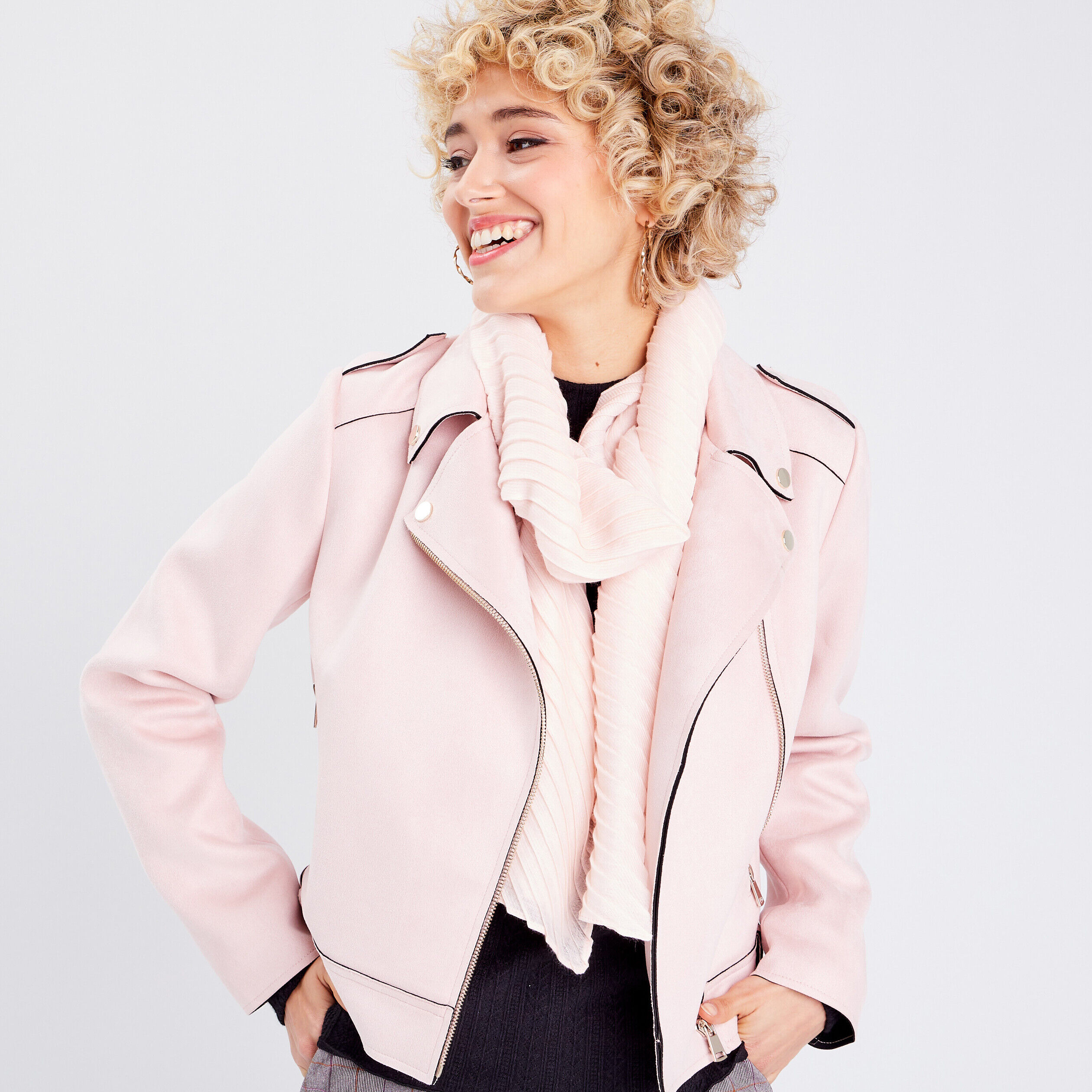 Foulard plissé rose clair femme | Cache Cache