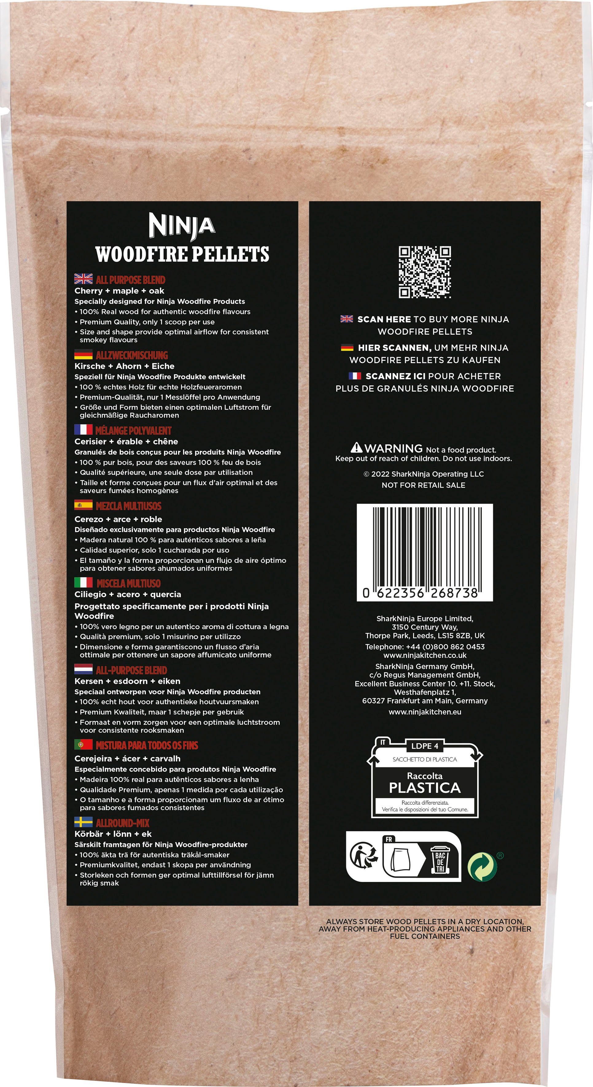 NINJA Holzpellets Ninja Woodfire Pellets Allzweckmischung 900g XSKOGAPLT2EU, 0,91 kg, (1-St)