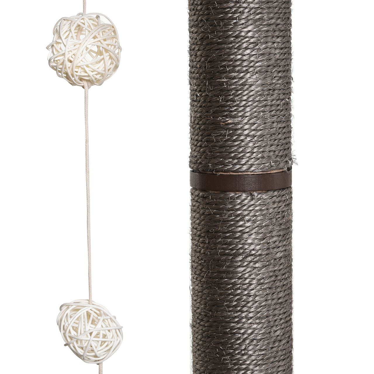 PawHut Katzenkratzbaum Katzenbaum Katzenspielzeug Kletterbaum Sisal Polster Liegefläche mit Ball Grau 71,5 x 49,5 x 120 cm