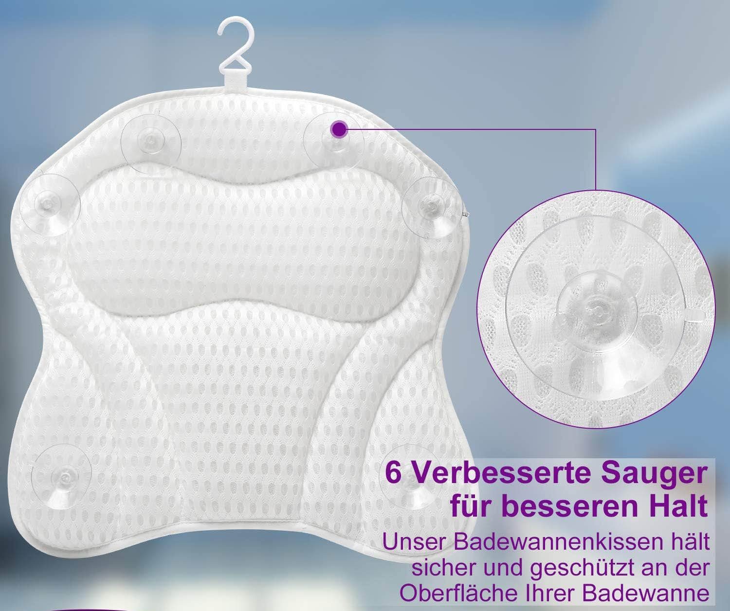 Nackenstützkissen Badewannenkissen Luxus Badewanne Spa-Kissen mit Air Mesh-Technologie, Runxizhou