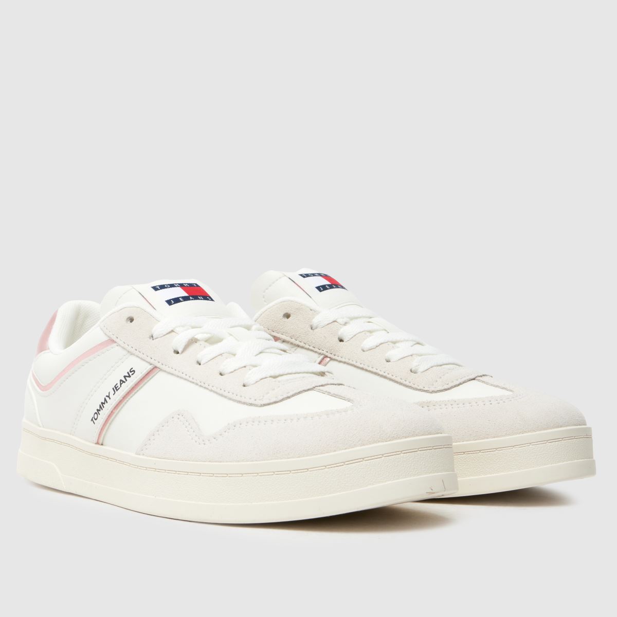 Tommy Jeans Greenwich-sneakers i vitt och rosa