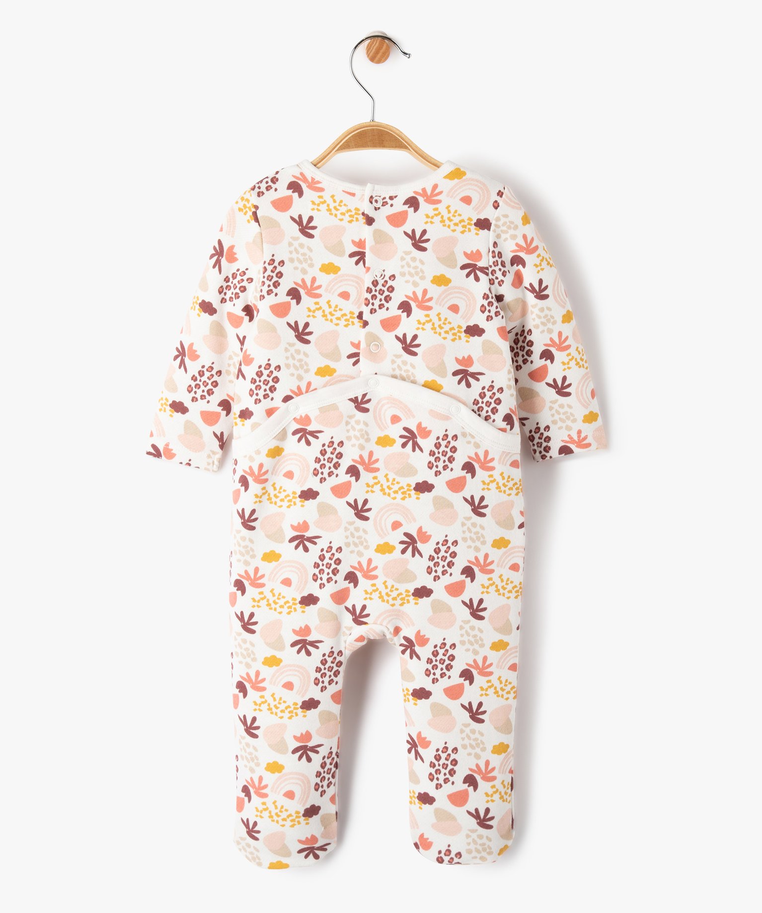 Pyjama bébé à pont-dos en jersey molletonné imprimé ecru | GEMO