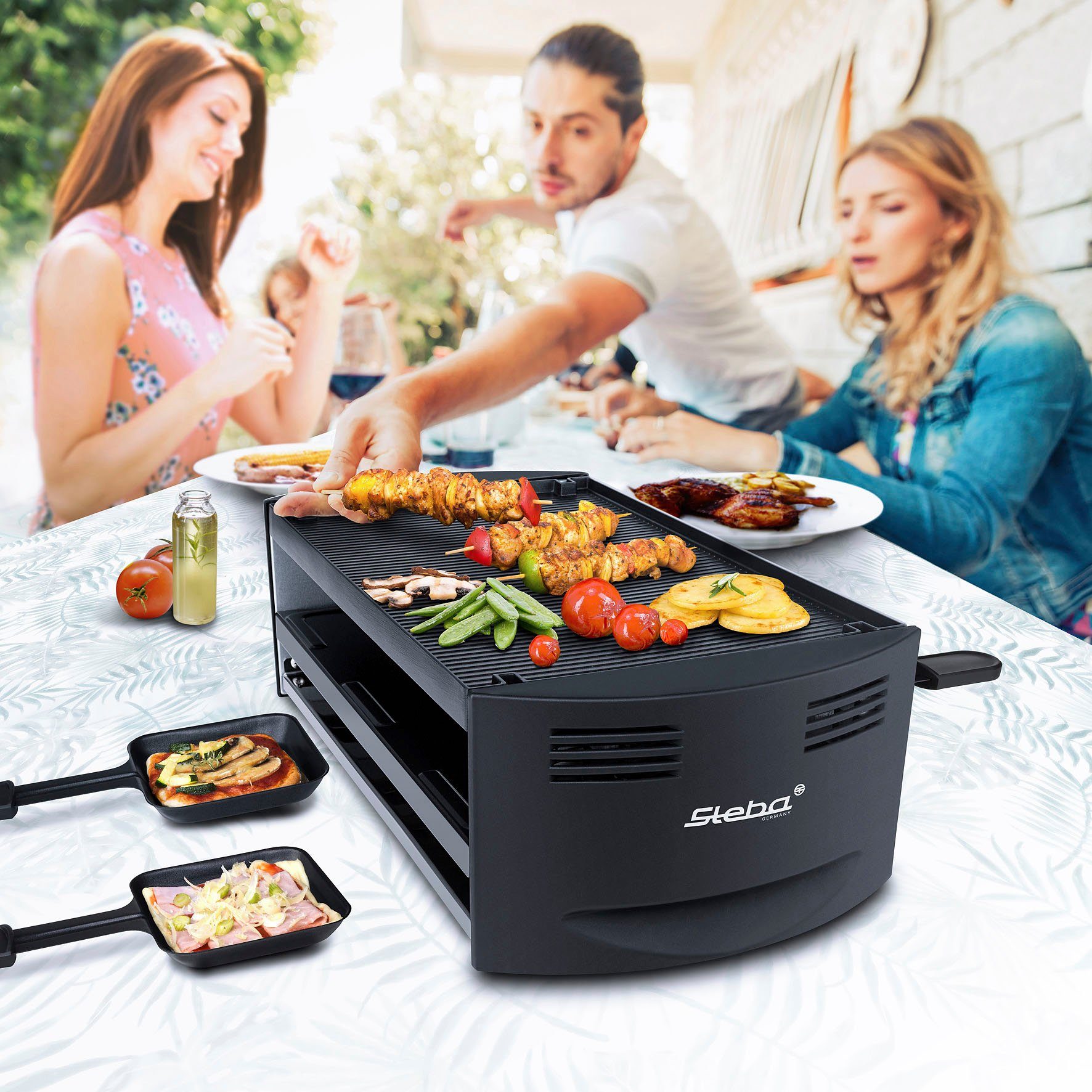 Steba Raclette RC 6 BAKE & GRILL, 6 Raclettepfännchen, 1500 W