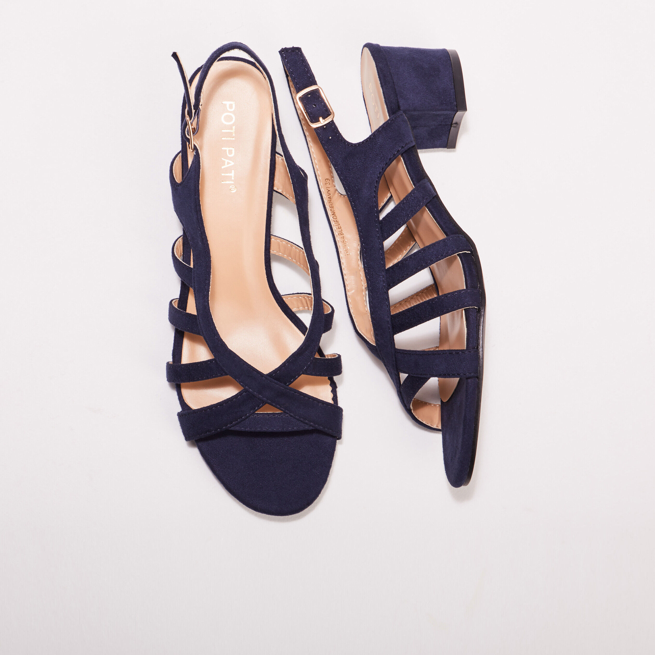 Sandales à talons avec brides bleu roi femme | Cache Cache