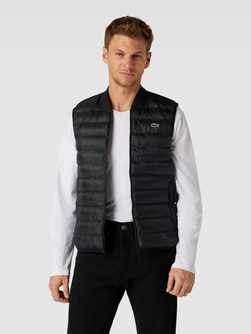 Steppweste mit Label-Stitching in schwarz