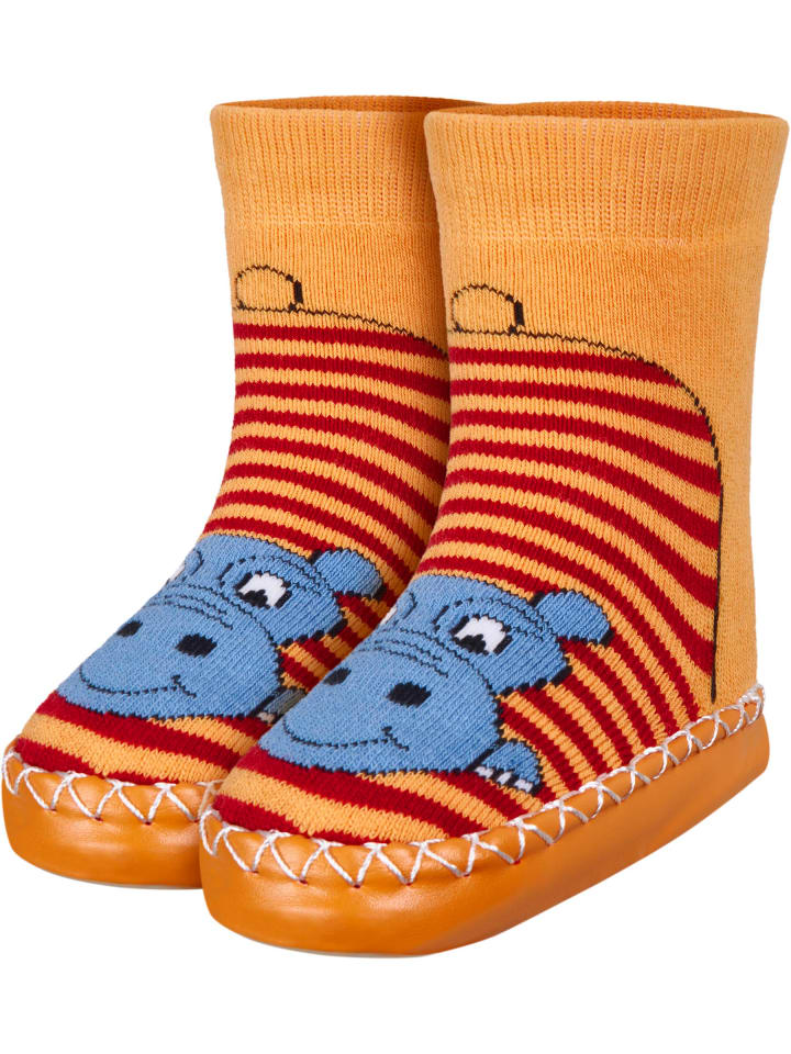 Playshoes Hüttenschuh Nilpferd in Rot günstig kaufen