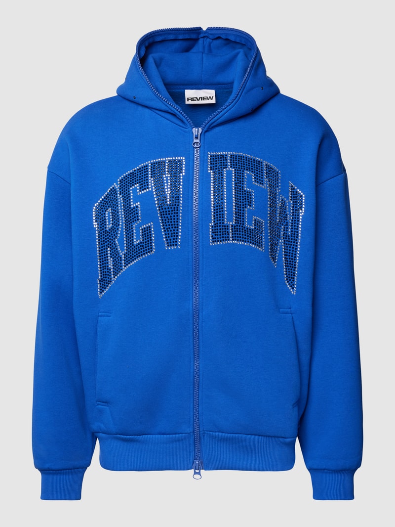 Oversized Sweatjacke mit Paillettenbesatz in royalblau