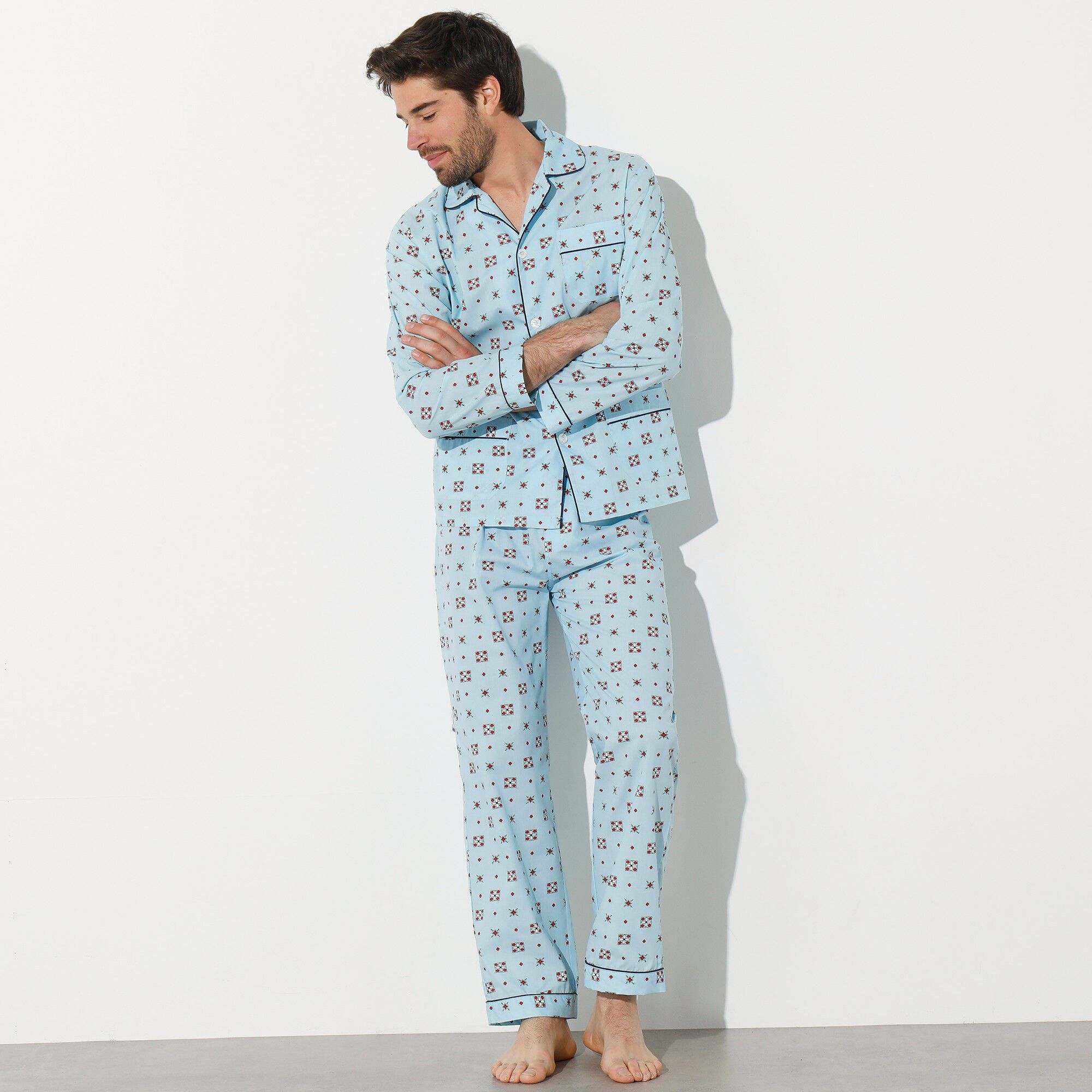 Pyjama imprimé popeline polyester/coton