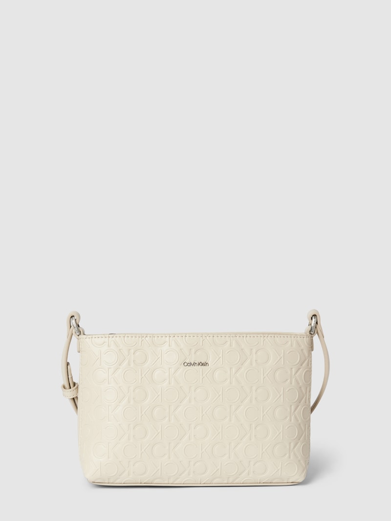 Umhängetasche mit Label-Print Modell 'MUST' in beige