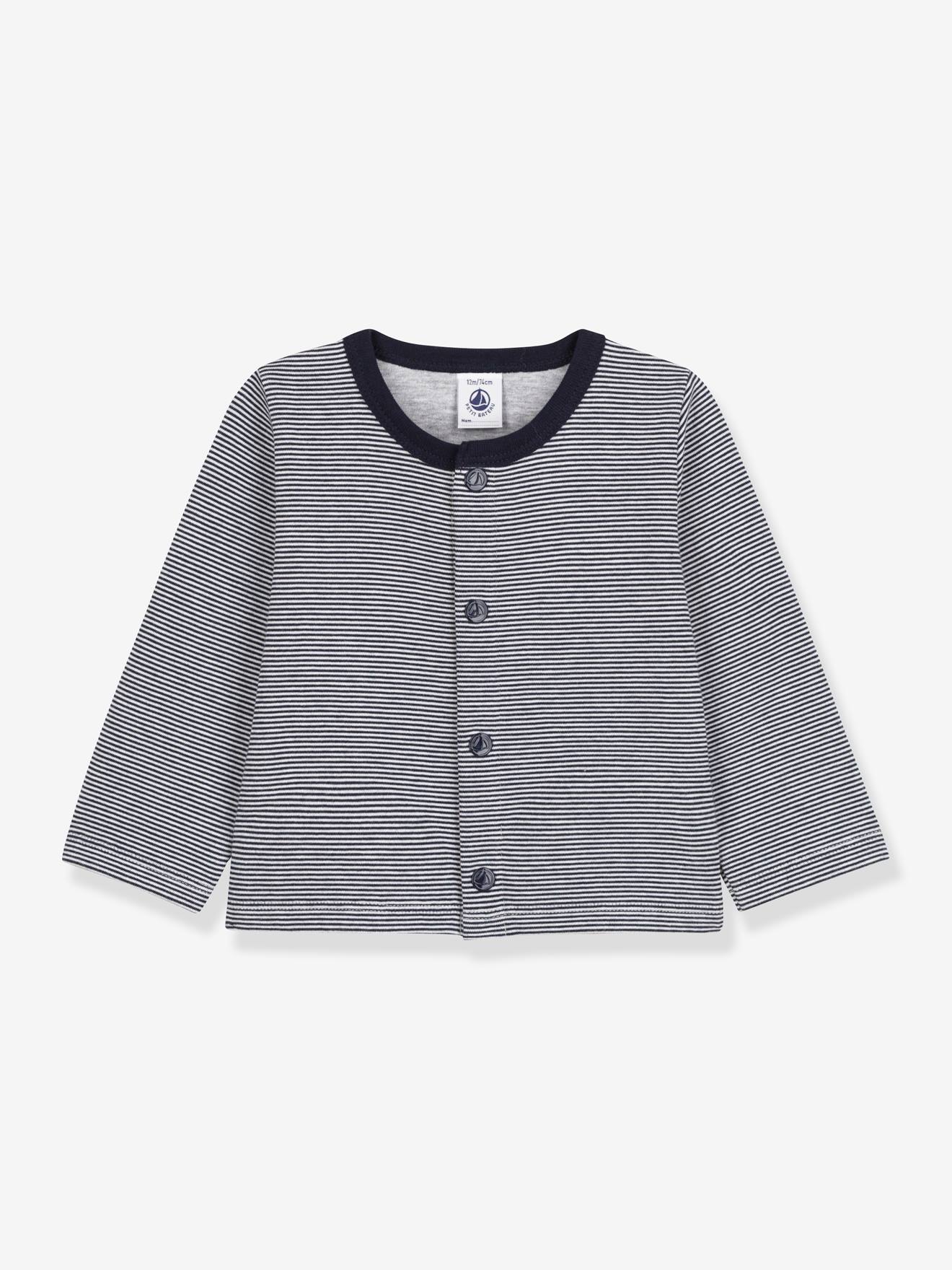 Cardigan bébé rayé milleraies en jersey épais