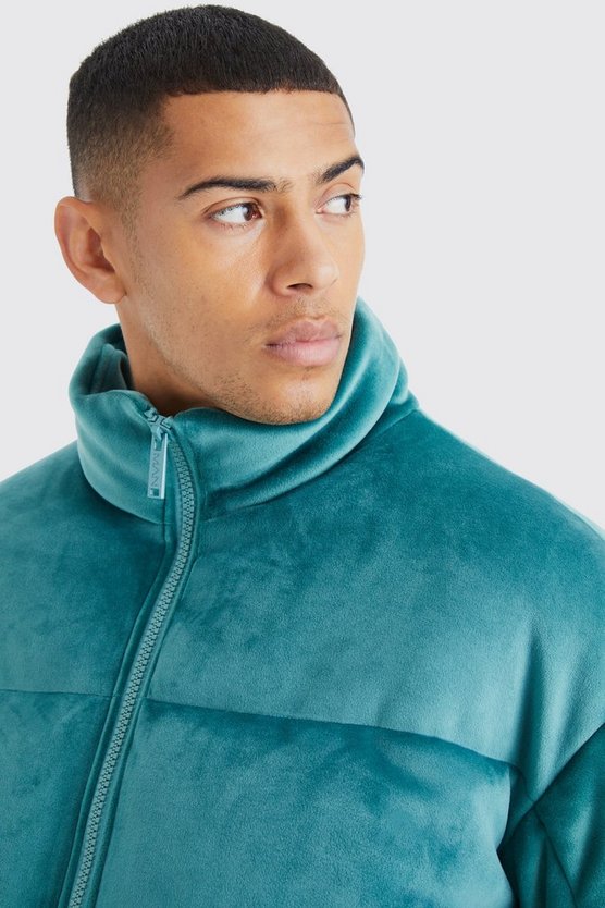 Plus Wildleder-Steppjacke mit Trichterkragen