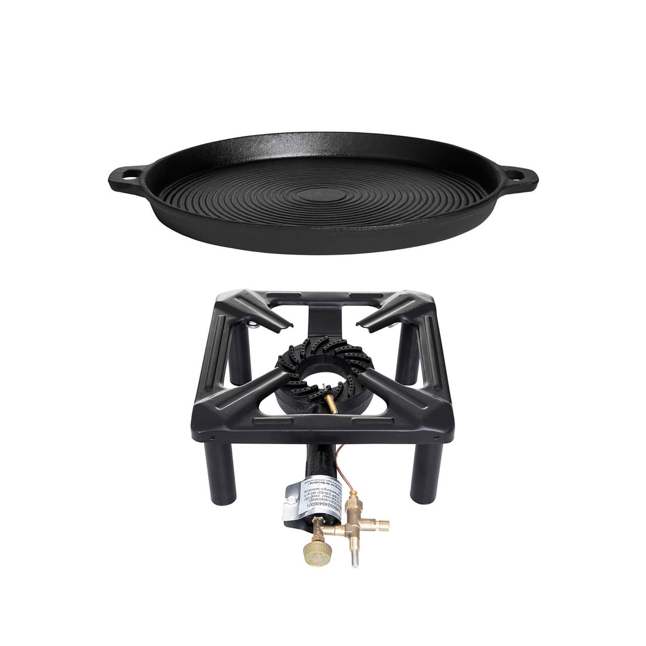 Allgrill Hockerkocher mit Zündsicherung und Gusspfannen ø 35cm