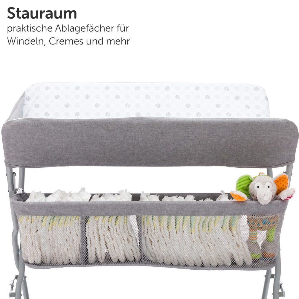 Fillikid Wickelkommode Exklusiv Circle - Grau, Baby Wickelkombi Wickelkommode Wickeltisch klappbar mit Fächern