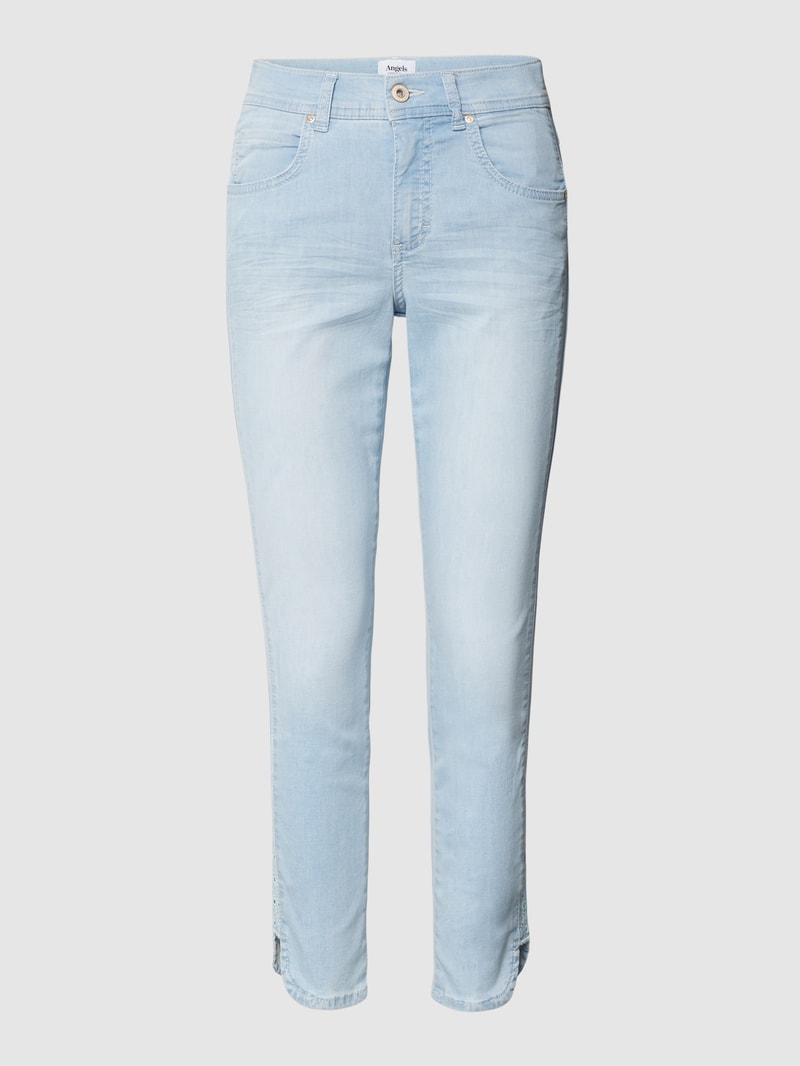 Jeans mit Label-Patch Modell 'ORNELLA' in hellblau