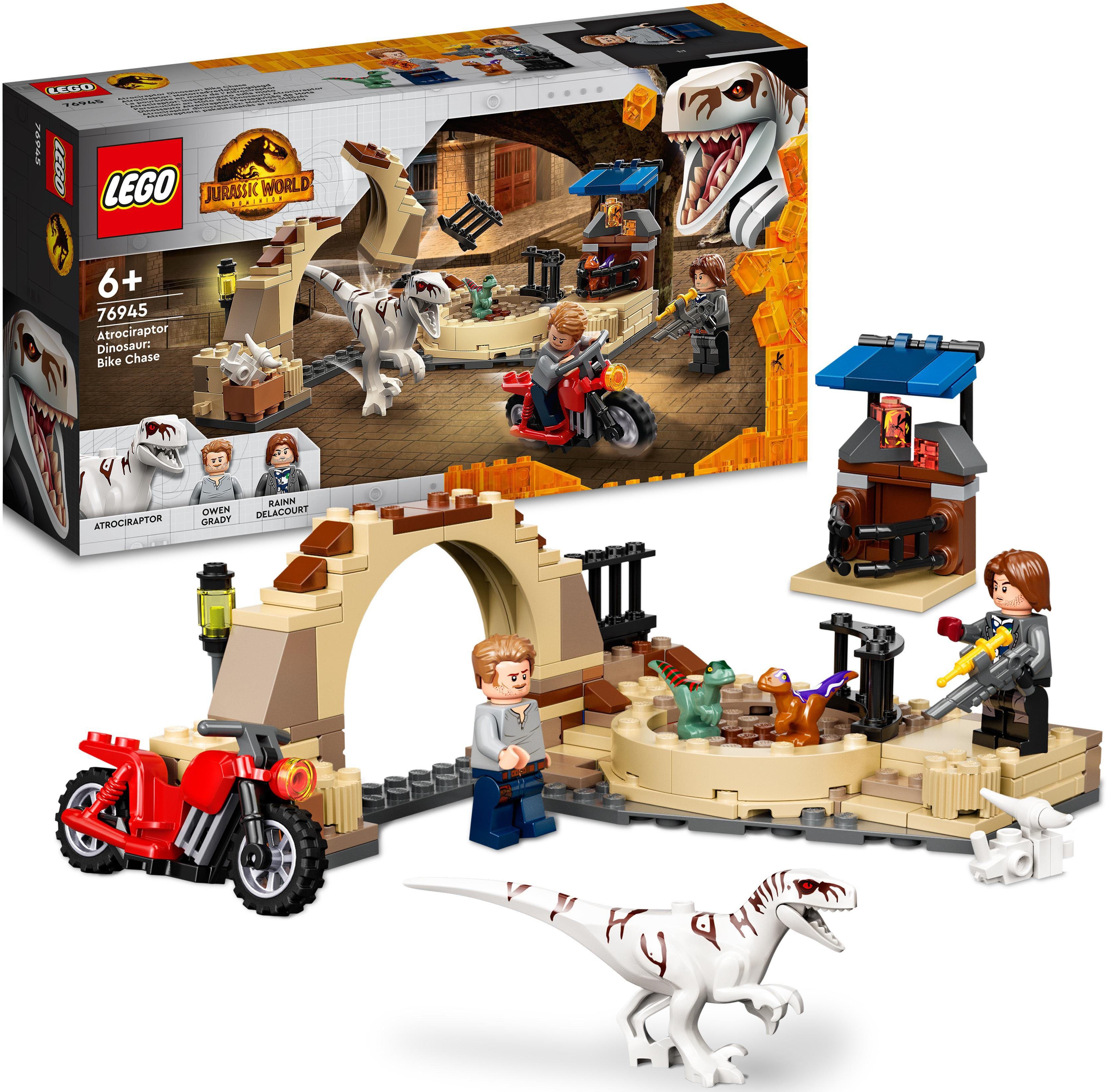 LEGO® Konstruktionsspielsteine Atrociraptor: Motorradverfolgungsjagd (76945), LEGO® Jurassic World, (169 St), Made in Europe