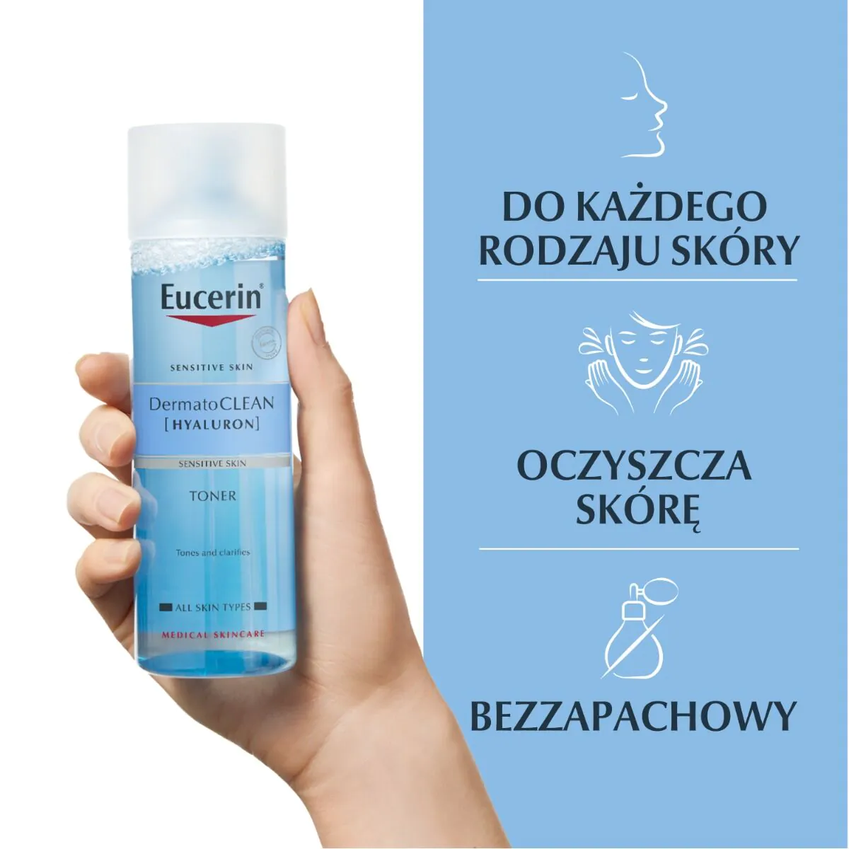 Eucerin Dermatoclean Hyaluron valomasis veido tonikas