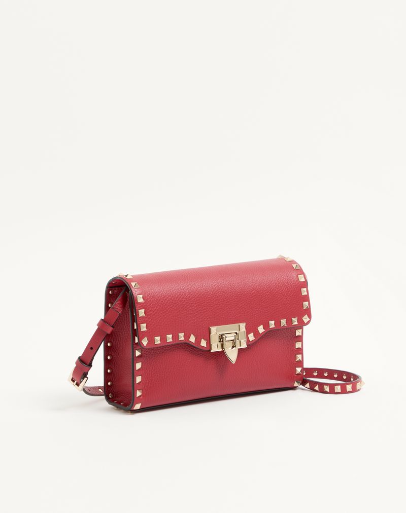 Rockstud lille skuldertaske i kornet kalveskind