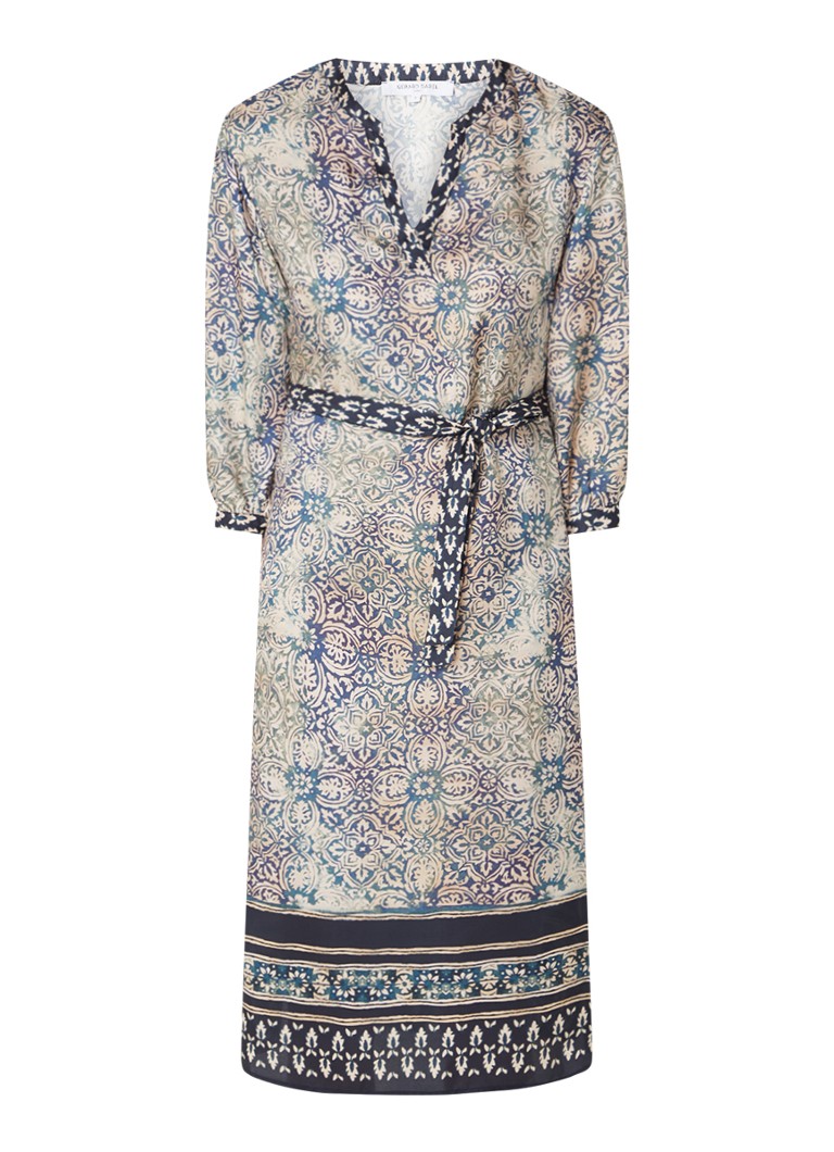 Vestido túnica midi de seda Gerard Darel Elnora con cinturón de lazo.