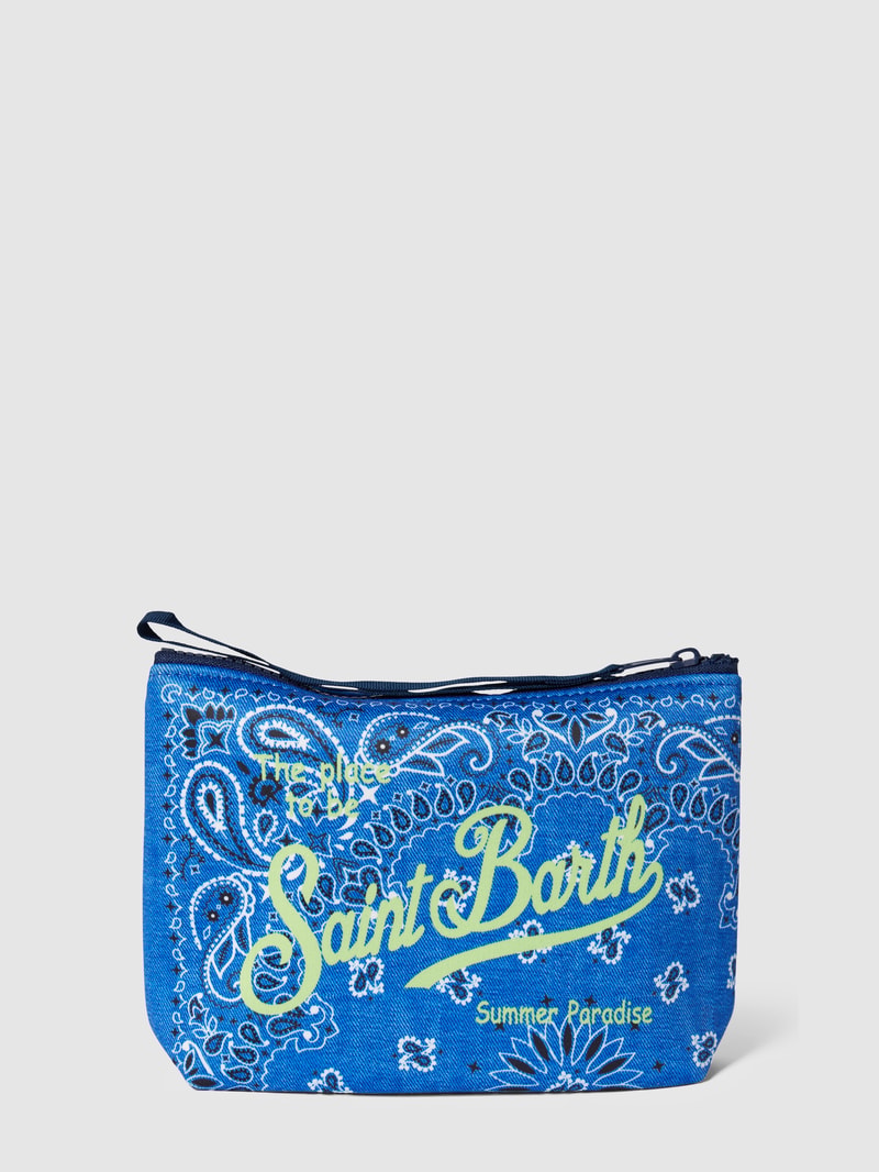 Kulturtasche mit Allover-Muster Modell 'ALINE SPONGE' in blau