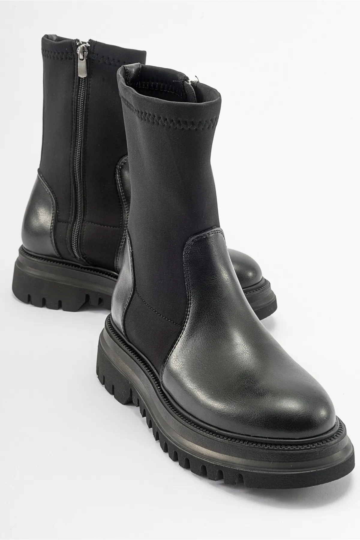 LuviShoes  ALİAS Schwarze Scuba-Damenstiefel