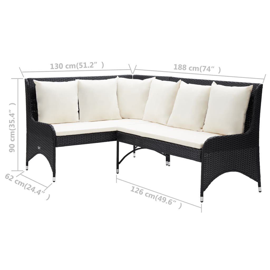 vidaXL Loungesofa Garten-Ecksofa 2-tlg. Poly Rattan Schwarz, 2 Teile