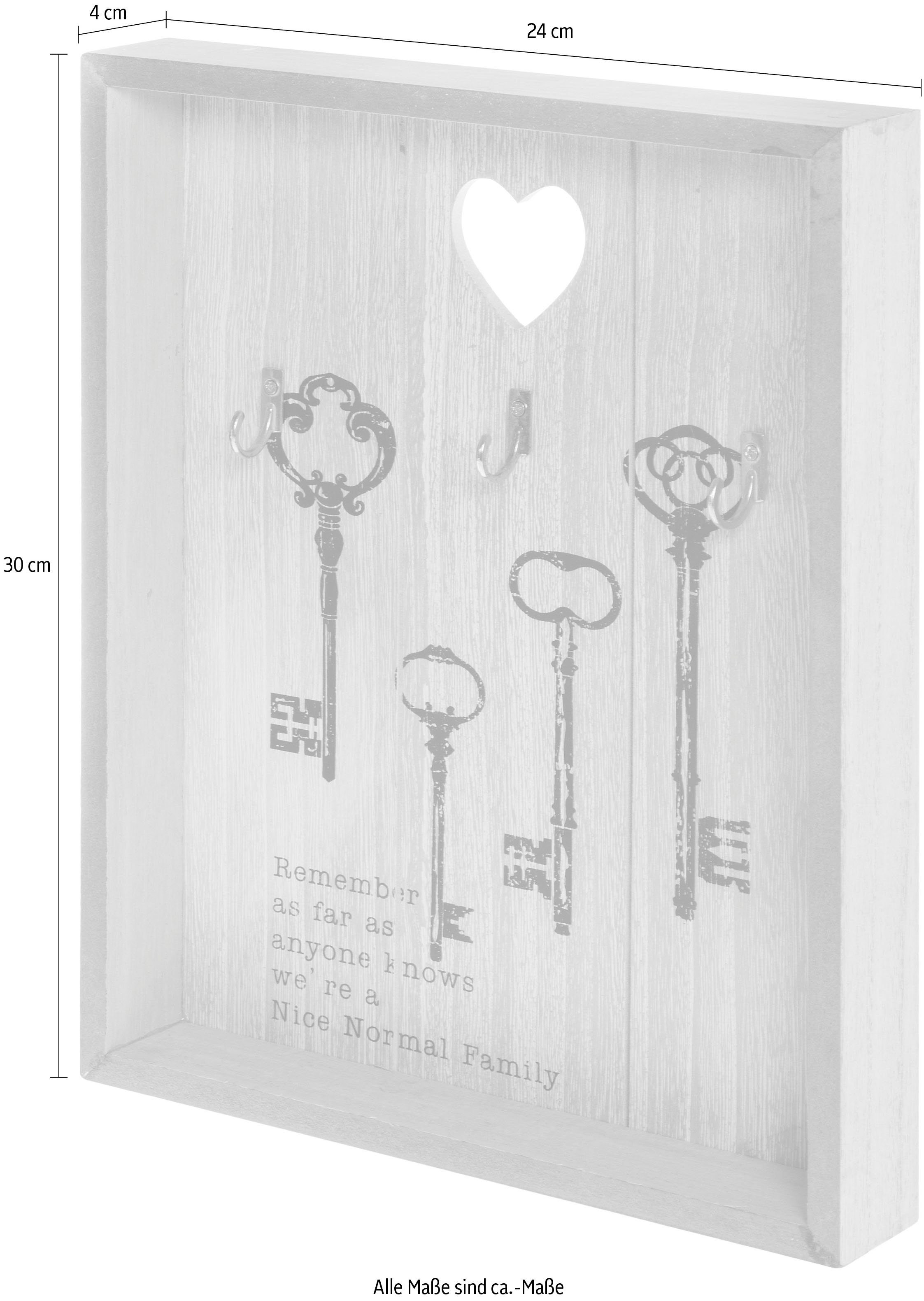 Myflair Möbel & Accessoires Schlüsselkasten Symar, creme, Schlüsselbrett, mit 3 Haken