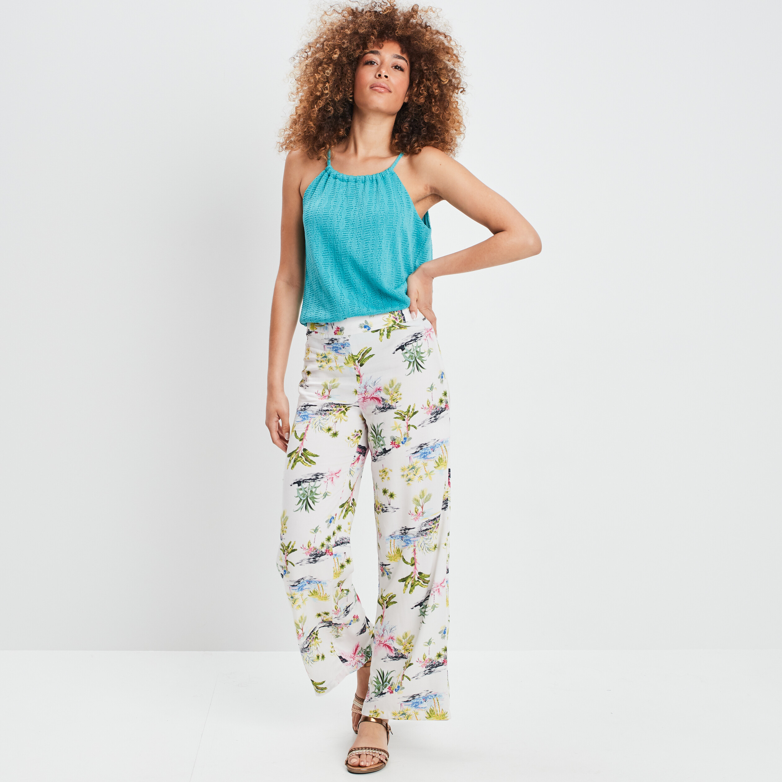 Pantalon large multicolore femme | La Halle