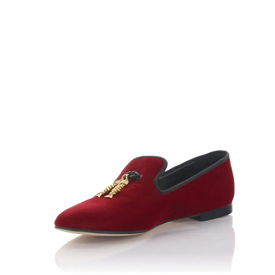 Giuseppe Zanotti - Loafer DALIA 05 Kalbsleder Veloursleder Schmuckanhänger rot - rot