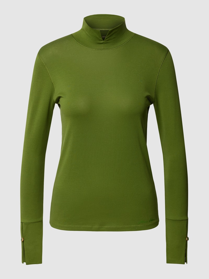 Longsleeve mit Stehkragen in unifarbenem Design in grün